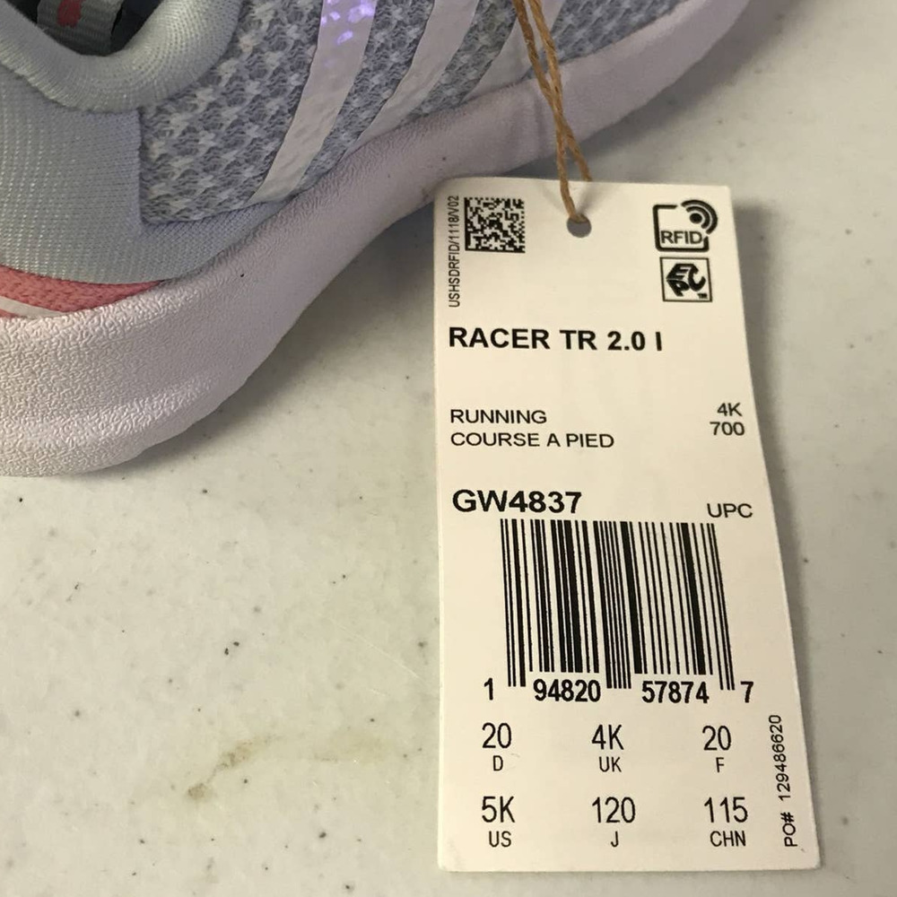 adidas Unisex Child Size 5 Racer TR 2.0 Running Shoes, Grey - Picture 6 of 6